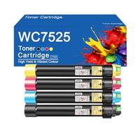 Cartuchos de tóner WC7525 compatibles con impresoras Xerox WorkCentre-7525, 7530, 7535, 7545, 7556, 7830, 7835, 7845, 7855, 7970 y 7970i. Confiabilidad y Durabilidad.,WC7525-4Color