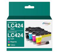 Cartuchos LC424 para Brother LC424 LC-424VAL para Brother DCP-J1200W DCP-J1200WE (Negro, Cian, Magenta y Amarillo, 4 Unidades)