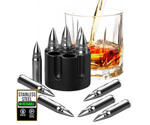 Cartuchos para cubitos de hielo, balas para piedras de whisky, cubitos de hielo de acero inoxidable, regalos para hombres, juego de piedras para whisky