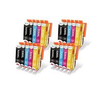 Cartuchos PGI525 CLI526, Compatible con Canon | Set de tinta negro cian magenta amarillo y gris for IP4850 IX6550 MG5150 MG8150 MX885 y más(4set-20pcs)