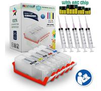 Cartuchos recargables INKUTEN5 para Canon PGI-270CLI-271PGI270CLI271PGI-270XL CLI-271XL Fáciles de rellenar Con chips de reinicio automático (ARC)