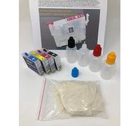 Cartuchos recargables para Epson impresora Stylus Office Style Photo SX535WD WF-3010DW WF-3520DWF WF-3530DTWF Cartucho completo + accesorios de recarga de bidones vacíos para coche Reset