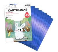 Cartulina A3 Azul Metalizada 230 g Cartulina Brillo Reflectante para Manualidades, Scrapbooking, Impresora Inkjet y Láser, Papel Cartulina Premium Metalizado - SIDI (azul metalizado, 25h)
