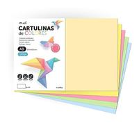 Cartulina A3, hojas de colores 180 g, cartón surtido, colores pastel, ideal para manualidades, imprimir documentos y dibujos creativos · m-office (50h, Surt. Pastel)