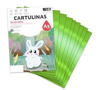 Cartulina A3 Verde Metalizada 230 g Cartulina Brillo Reflectante para Manualidades, Scrapbooking, Impresora Inkjet y Láser, Papel Cartulina Premium Metalizado - SIDI (verde metalizado, 250h)