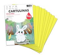 Cartulina A4 Amarilla 185 g Papel Cartulina para Manualidades, Scrapbooking, Impresora Inkjet y Láser, Cartulina Gruesa - SIDI (amarillo, 125h)