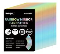 Cartulina A4 con efecto espejo de arcoíris, 60 hojas de 250 g/m²/92 lb, papel reflectante metálico para manualidades, cartulina láser a color para decoración de cumpleaños, bodas y fiestas UAP19LS60