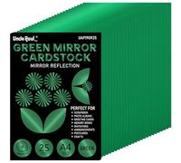 Cartulina A4 con efecto espejo verde navideño: 25 hojas, 250 g/m²/92 lb, papel reflectante metálico laminado para manualidades, UAP19GR25