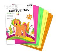 Cartulina A4 Fluor 185 g Cartulina Fluorescente de Colores Neon para Manualidades, Scrapbooking, Impresora Inkjet y Láser, Pack Variado Alta Visibilidad - SIDI (fluor, 250h)