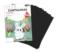Cartulina A4 Negra 185 g Papel Cartulina para Manualidades, Scrapbooking, Impresora Inkjet y Láser, Cartulina Gruesa - SIDI (negro, 250h)