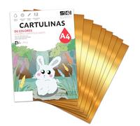 Cartulina A4 Oro Metalizado 230 g Cartulina Brillo Reflectante para Manualidades, Scrapbooking, Impresora Inkjet y Láser, Papel Cartulina Premium Metalizado - SIDI (oro metalizado, 125h)