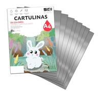 Cartulina A4 Plata Metalizada 230 g Cartulina Brillo Reflectante para Manualidades, Scrapbooking, Impresora Inkjet y Láser, Papel Cartulina Premium Metalizado - SIDI (plata metalizado, 125h)