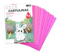 Cartulina A4 Rosa Flúor 185 g Papel Cartulina Fluorescente para Manualidades, Scrapbooking, Impresora Inkjet y Láser, Color Neon Alta Visibilidad - SIDI (rosa fluor, 250h)