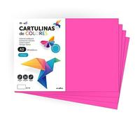 Cartulina de Colores, Cartulina A3, Folios Colores 180gr, Bloc cartulina colores intensos, Ideal para Manualidades, Imprimir tus Documentos y Diseños Creativos · m-office (50 Hojas, Fucsia)