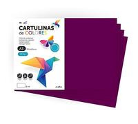 Cartulina de Colores, Cartulina A3, Folios Colores 180gr, Bloc cartulina colores intensos, Ideal para Manualidades, Imprimir tus Documentos y Diseños Creativos · m-office (100 Hojas, Morado)