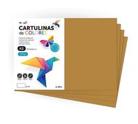 Cartulina de Colores, Cartulina A3, Folios Colores 180gr, Bloc cartulina colores intensos, Ideal para Manualidades, Imprimir tus Documentos y Diseños Creativos · m-office (25 Hojas, Marron Claro)