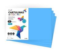 Cartulina de Colores, Cartulina A3, Folios Colores 180gr, Bloc cartulina colores intensos, Ideal para Manualidades, Imprimir tus Documentos y Diseños Creativos · m-office (25 Hojas, Azul Turquesa)