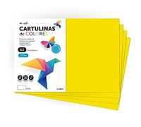 Cartulina de Colores, Cartulina A3, Folios Colores 180gr, Bloc cartulina colores intensos, Ideal para Manualidades, Imprimir tus Documentos y Diseños Creativos · m-office (50 Hojas, Amarillo Fuerte)