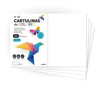 Cartulina de Colores, Cartulina A3, Folios Colores 180gr, Bloc cartulina colores intensos, Ideal para Manualidades, Imprimir tus Documentos y Diseños Creativos · m-office (100 Hojas, Blanco)