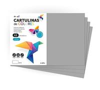 Cartulina de Colores, Cartulina A3, Folios Colores 180gr, Bloc cartulina colores intensos, Ideal para Manualidades, Imprimir tus Documentos y Diseños Creativos · m-office (50 Hojas, Gris)