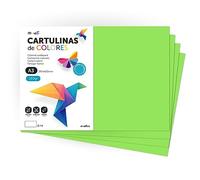 Cartulina de Colores, Cartulina A3, Folios Colores 180gr, Bloc cartulina colores intensos, Ideal para Manualidades, Imprimir tus Documentos y Diseños Creativos · m-office (25 Hojas, Verde)