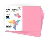 Cartulina de Colores, Cartulina A3, Folios Colores 180gr, Bloc cartulina colores pastel, Ideal para Manualidades, Imprimir tus Documentos y Diseños Creativos · m-office (25 Hojas, Rosa)