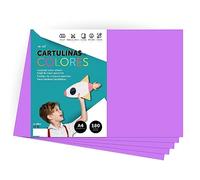 Cartulina de Colores, Cartulina A4 Colores Intensos, Hojas de Colores 180gr para Manualidades, Imprimir tus Documentos y Diseños Creativos, Folios de Colores A4 · m-office (100 hojas, lila)