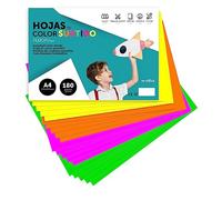 Cartulina de Colores, Cartulina A4 Colores Surtidos Fluor, Folios de Colores 180gr para Manualidades, Imprimir Documentos y Diseños Creativos, Folios de Colores A4 · m-office (x10 Surtido Fluor)