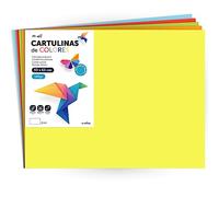 Cartulina de Colores, Cartulina Grande 50x65 cm de Colores Claros e Intensos, Cartulinas de Colores 180gr para Manualidades, Diseños Creativos y Proyectos de Arte · m-office (x50 hojas, surtido)