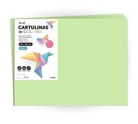 Cartulina de Colores, Cartulina Grande 50x65 cm de Colores Pastel, Cartulinas de Colores Pastel 180gr para Manualidades, Diseños Creativos y Proyectos de Arte · m-office (x10 hojas, verde pastel)