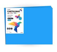 Cartulina de Colores, Cartulina Grande 50x65cm Colores Claros e Intensos, Cartulinas Colores 180gr para Manualidades, Diseños Creativos y Proyectos de Arte · m-office (x10 hojas, azul medio)