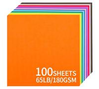 Cartulina de colores de 12" x 12" - 100 hojas de papel para tarjetas, 20 colores, 180 g/m², 65 lb, 30,5 × 30,5 cm, para hacer tarjetas, arte y manualidades, UAP10