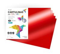 Cartulina de Colores Metalizadas, Cartulina Grande A3 (29,7x42cm) Cartulinas de Colores 230gr para Manualidades, Diseños Creativos y Proyectos de Arte, Brillo Reflectante · m-office (50 hojas, Rojo)