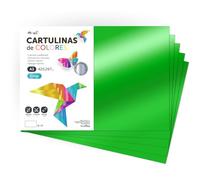 Cartulina de Colores Metalizadas, Cartulina Grande A3 (29,7x42cm) Cartulinas de Colores 230gr para Manualidades, Diseños Creativos y Proyectos de Arte, Brillo Reflectante · m-office (10 hojas, Verde)