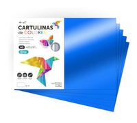Cartulina de Colores Metalizadas, Cartulina Grande A3 (29,7x42cm) Cartulinas de Colores 230gr para Manualidades, Diseños Creativos y Proyectos de Arte, Brillo Reflectante · m-office (50 hojas, Azul)
