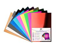Cartulina de espejo de colores surtidos, tamaño A4, color metálico, grueso, 250 g/m², hojas brillantes, papel de aluminio, para actividades, manualidades, cartulina reflectante con acabado de espejo