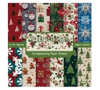 Cartulina de Fondo for álbum, Bloc Recortes, 24 Hojas 15 x cm, con Textura Tela, Impresiones navideñas una Sola Cara, 160 g/m² for Fiestas