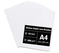Cartulina fotográfica A4 300 g/m² papel blanco 12 hojas papel grueso premium para imprimir cartulina cartón