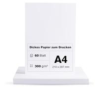 Cartulina fotográfica A4, papel de 300 g/m², 60 hojas, papel grueso para imprimir, cartulina de tono, cartón blanco