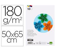 CARTULINA LIDERPAPEL 50X65 CM 180G/M2 10 COLORES SURTIDOS PAQUETE DE 10 HOJAS