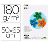 CARTULINA LIDERPAPEL 50X65 CM 180G/M2 25 COLORES SURTIDOS PAQUETE DE 25 HOJAS