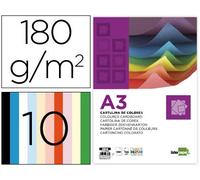 Cartulina liderpapel a3 180g/m2 10 colores surtidos paquete 100 hojas
