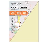 Cartulinas A4, Folios de Cartulinas, Papel A4 para Manualidades, Paquete 100 hojas de Cartulinas de Colores 180gr, Cartulina de Colores para Arte y Creatividad - Ofituria (Crema)