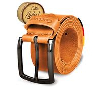 Cartvelli cinturón hombre cuero marrón claro 115 cm - flor curtido vegetal - cinto 40 mm ajustable sin níquel - para vaqueros traje casual - caja regalo incluida M18