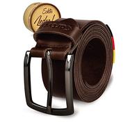 Cartvelli cinturón hombre cuero marrón oscuro 115 cm - flor curtido vegetal - cinto 40 mm ajustable sin níquel - para vaqueros traje casual - caja regalo incluida M18
