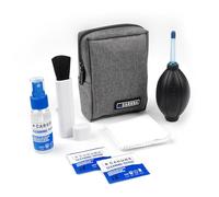 Caruba Kit de Limpieza Todo en uno | Kit de Mantenimiento definitivo para cámara y Equipo con soplador, Cepillo, 20 toallitas limpiadoras húmedas | Spray y paño de Microfibra