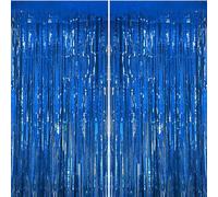 carve ideas 2 Pack Cortinas de Flecos Metálicos, Telón de Fondo de Tinsel, Decoración Fiesta Cumpleaños, Boda, Baby Shower, Navidad, Party (1 x 2,5 m, Azul)