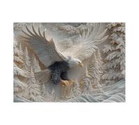 Carved Eagle Jigsaw Puzzle - 1000 Pieces Premium Art Edition Fun Challenge, Mind Focus Stimulation with Majestic Bald Illustration, Nature Wildlife Puzzle for Adults Women Men Family Activity