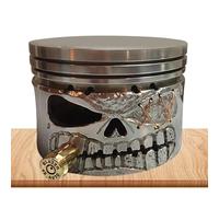 Carved Skeleton Face Sculpture - Carving Piston Skull Face Resin Art Figurine, Ornaments for Car Enthusiasts, Home, Table, Desk Decor