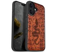 Carveit Funda Antigolpes para iPhone 17 Magnética con MagSafe, Carcasa Híbrida de Madera y Silicona TPU, Protección Antiarañazos (Rosa-Serpiente Mística y Hechizos)